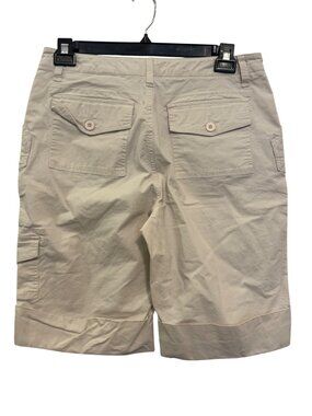 Coldwater Creek Womens Beige Cargo Bermuda Shorts Size 12 Adjustable Cuffs